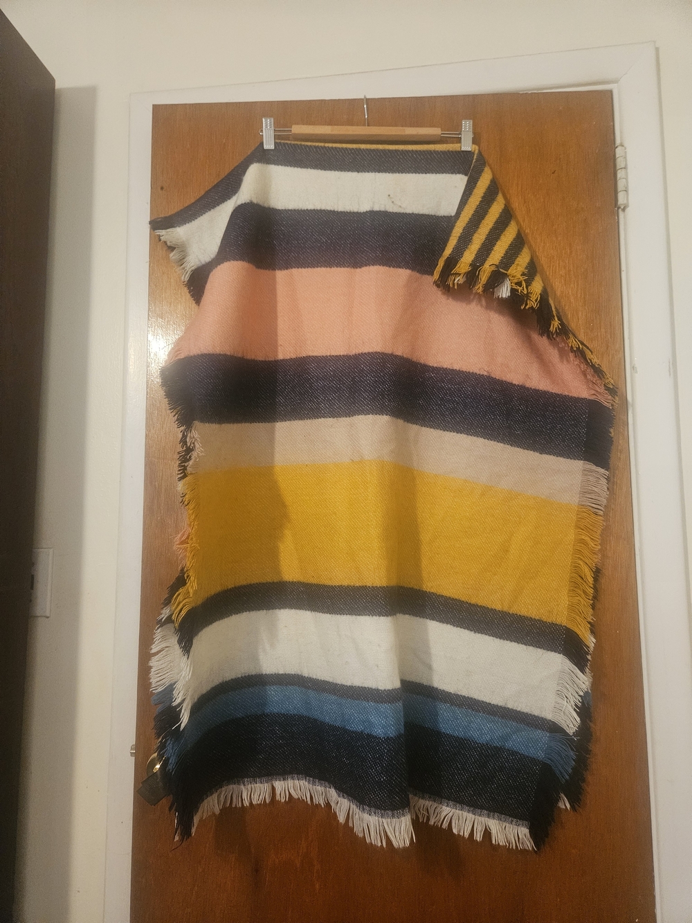 H&M Striped Multi-Color Fringe Wrap Scarf